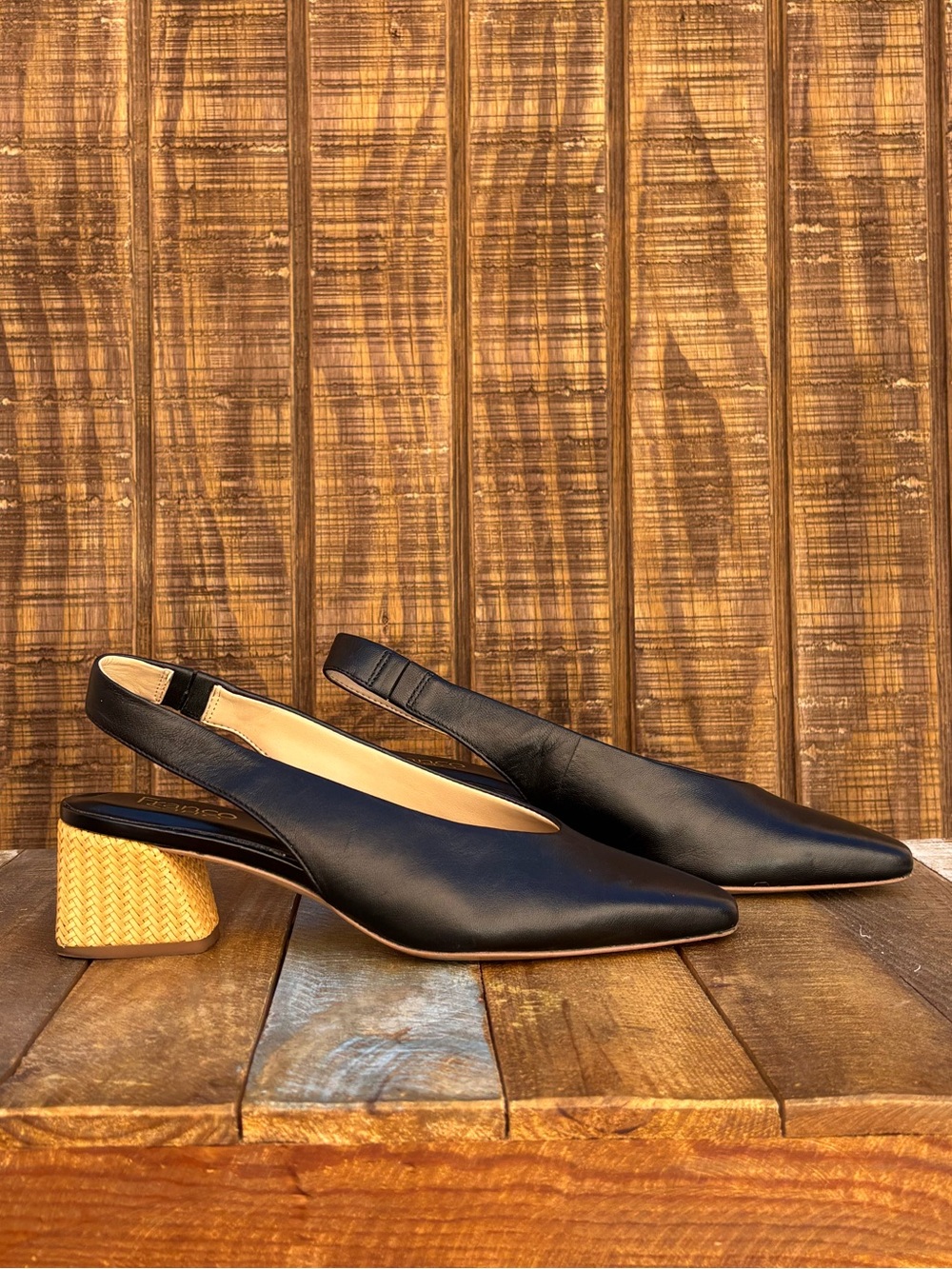Frank Sarto Jonia Black Slingback Leather Pumps